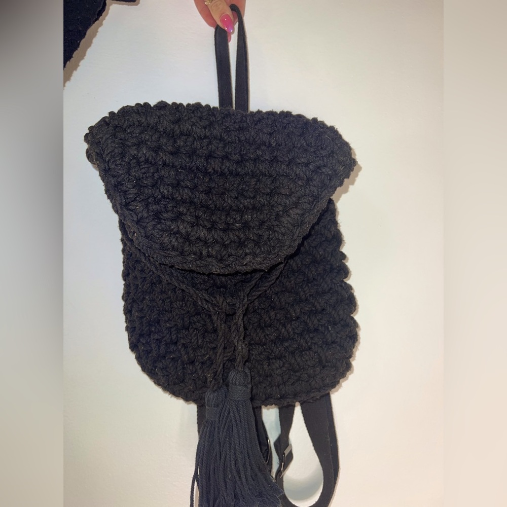 Black Macrame Backpack - image 1